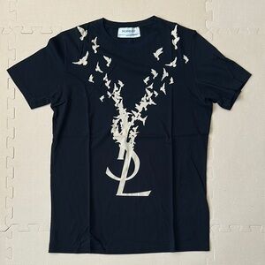 Yves Saint Laurent Black T-Shirt with Bird Design